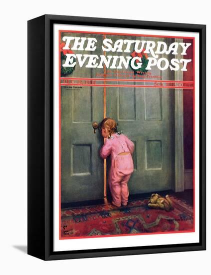 "Christmas Peek," Saturday Evening Post Cover, December 22, 1934-Mary Ellen Sigsbee-Framed Premier Image Canvas