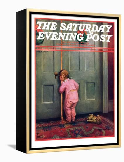 "Christmas Peek," Saturday Evening Post Cover, December 22, 1934-Mary Ellen Sigsbee-Framed Premier Image Canvas