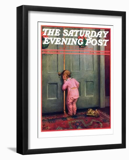 "Christmas Peek," Saturday Evening Post Cover, December 22, 1934-Mary Ellen Sigsbee-Framed Giclee Print