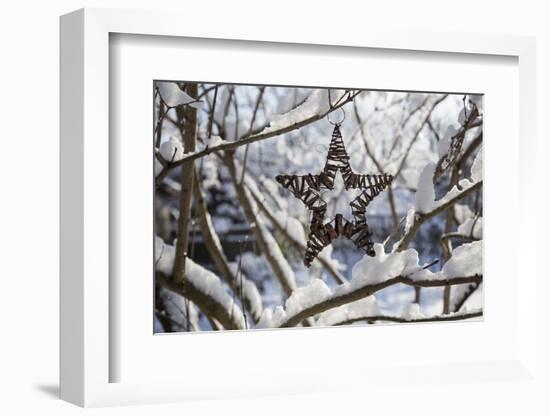 Christmas pendant in the snow, still life-Andrea Haase-Framed Photographic Print