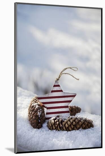 Christmas pendant in the snow, still life-Andrea Haase-Mounted Photographic Print