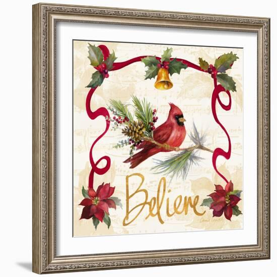 Christmas Poinsettia Ribbon I-Lanie Loreth-Framed Art Print