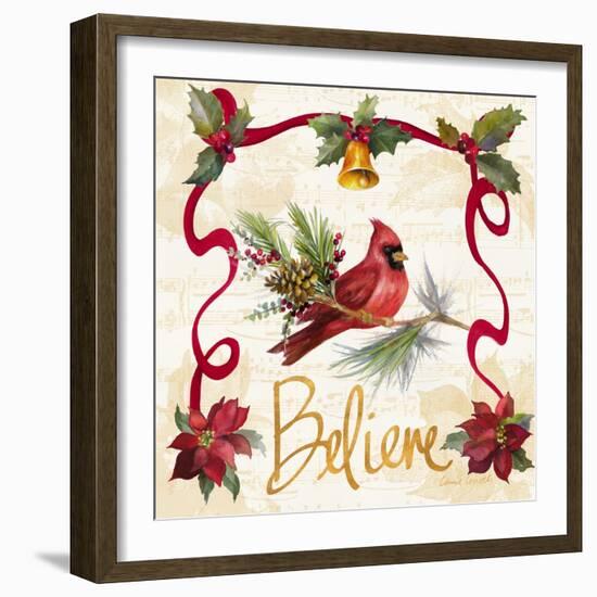 Christmas Poinsettia Ribbon I-Lanie Loreth-Framed Art Print