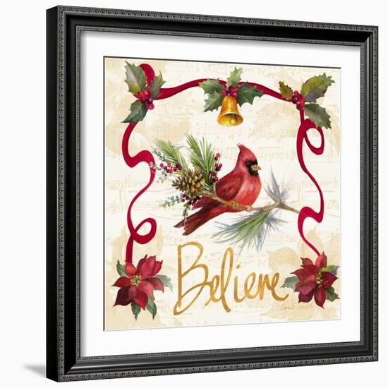 Christmas Poinsettia Ribbon I-Lanie Loreth-Framed Art Print