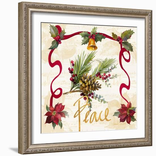 Christmas Poinsettia Ribbon II-Lanie Loreth-Framed Art Print