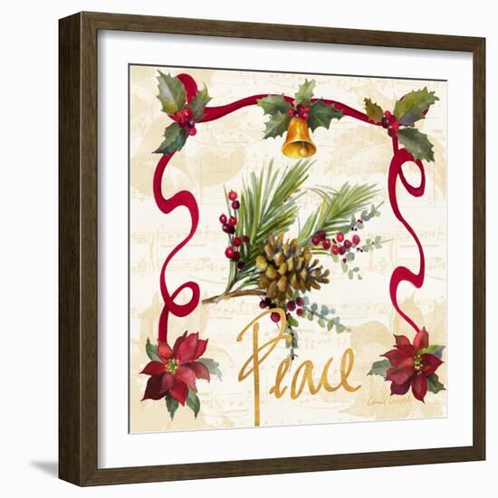 Christmas Poinsettia Ribbon II-Lanie Loreth-Framed Art Print