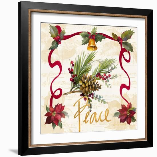 Christmas Poinsettia Ribbon II-Lanie Loreth-Framed Art Print