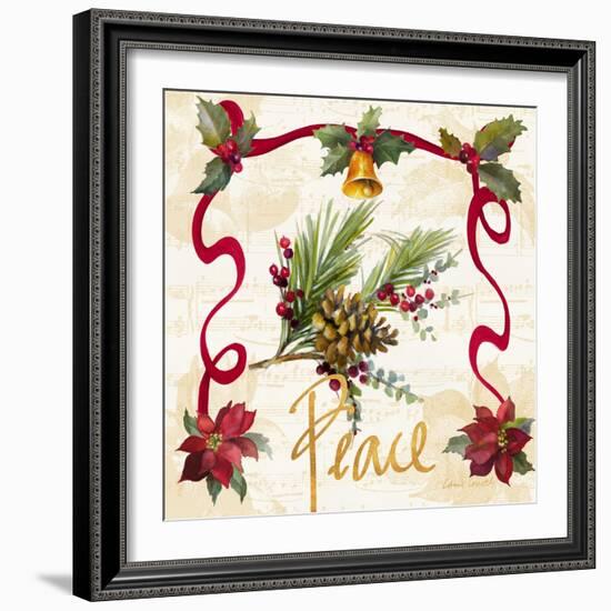 Christmas Poinsettia Ribbon II-Lanie Loreth-Framed Art Print