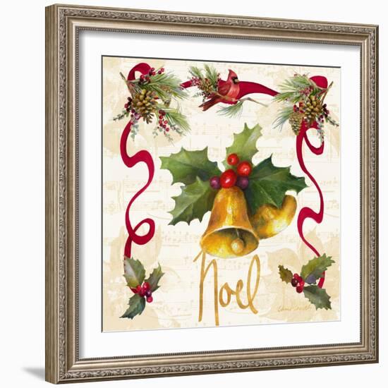 Christmas Poinsettia Ribbon III-Lanie Loreth-Framed Art Print