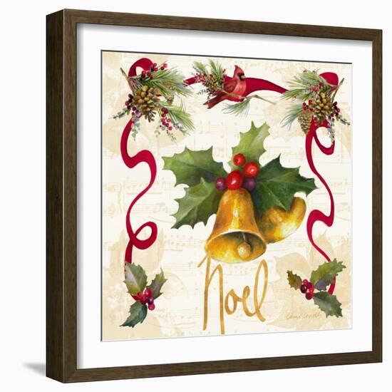 Christmas Poinsettia Ribbon III-Lanie Loreth-Framed Art Print