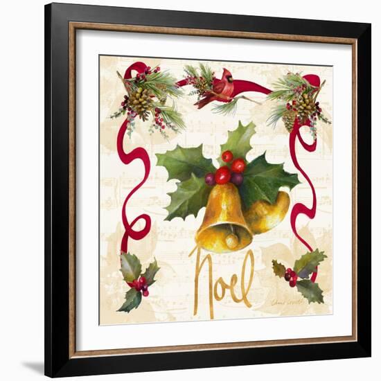 Christmas Poinsettia Ribbon III-Lanie Loreth-Framed Art Print