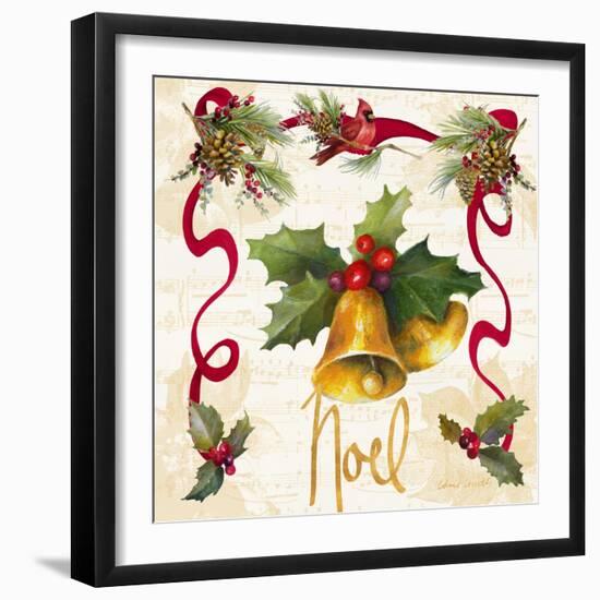 Christmas Poinsettia Ribbon III-Lanie Loreth-Framed Art Print