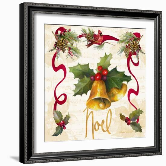 Christmas Poinsettia Ribbon III-Lanie Loreth-Framed Art Print