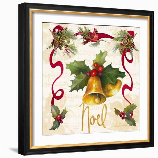 Christmas Poinsettia Ribbon III-Lanie Loreth-Framed Art Print