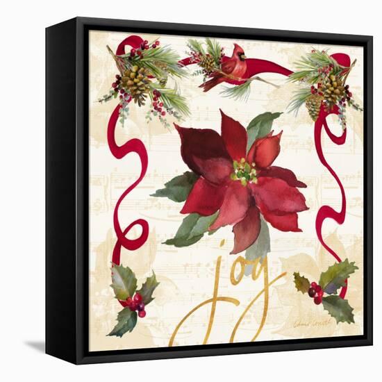 Christmas Poinsettia Ribbon IV-Lanie Loreth-Framed Stretched Canvas