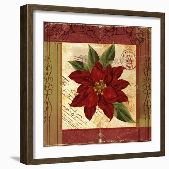 Christmas Poinsettia Vintage 1-Asmaa’ Murad-Framed Giclee Print