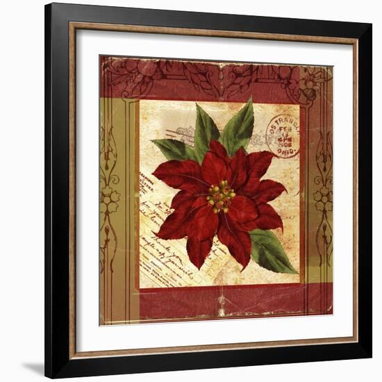 Christmas Poinsettia Vintage 1-Asmaa’ Murad-Framed Giclee Print