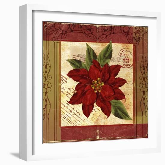 Christmas Poinsettia Vintage 1-Asmaa’ Murad-Framed Giclee Print