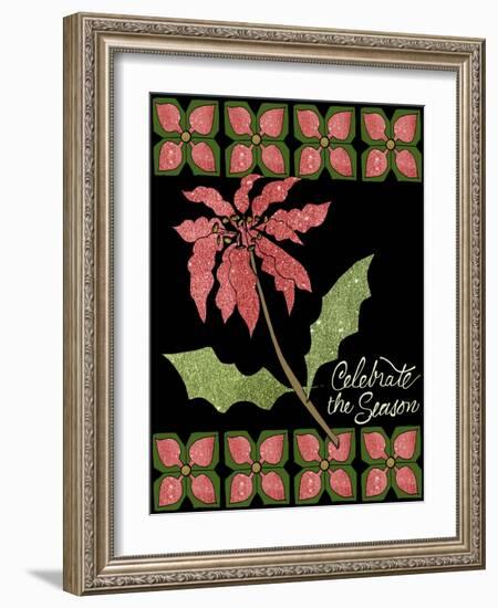 Christmas Pontsettia Black-Cyndi Lou-Framed Giclee Print