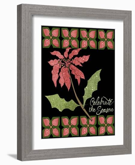 Christmas Pontsettia Black-Cyndi Lou-Framed Giclee Print