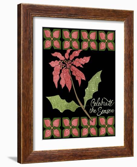 Christmas Pontsettia Black-Cyndi Lou-Framed Giclee Print