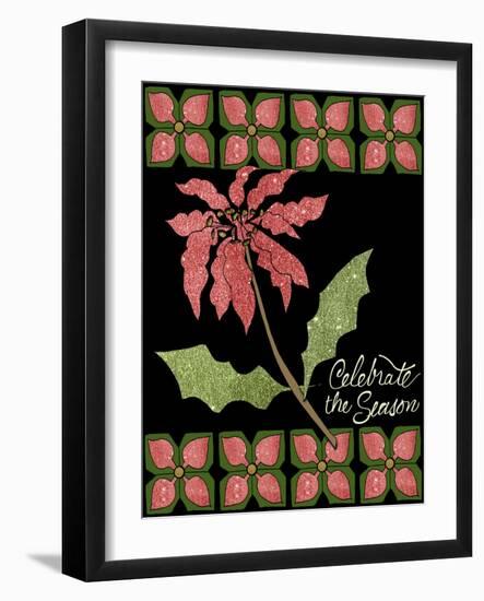 Christmas Pontsettia Black-Cyndi Lou-Framed Giclee Print