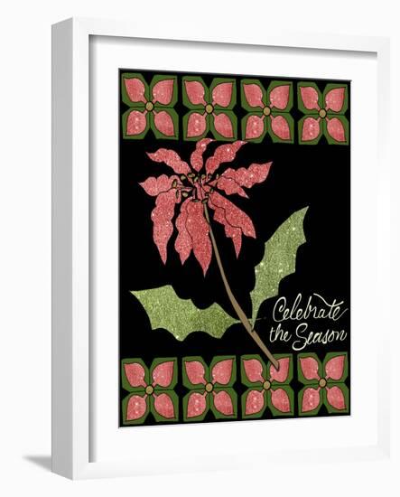 Christmas Pontsettia Black-Cyndi Lou-Framed Giclee Print