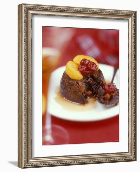 Christmas Pudding, Decorated with Clementine and Cranberries-Jean Cazals-Framed Photographic Print