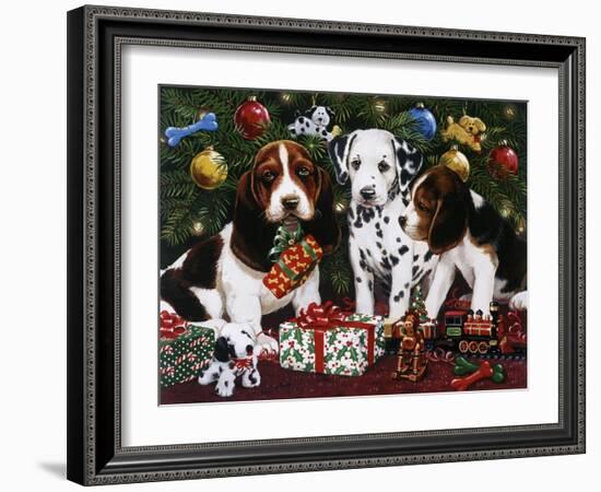 Christmas Puppies 2-William Vanderdasson-Framed Giclee Print