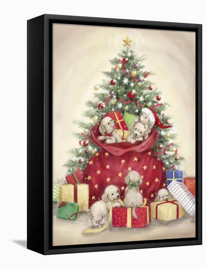 Christmas Puppies-MAKIKO-Framed Premier Image Canvas