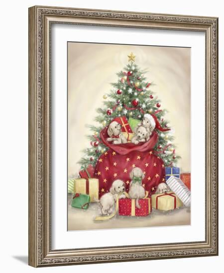 Christmas Puppies-MAKIKO-Framed Giclee Print