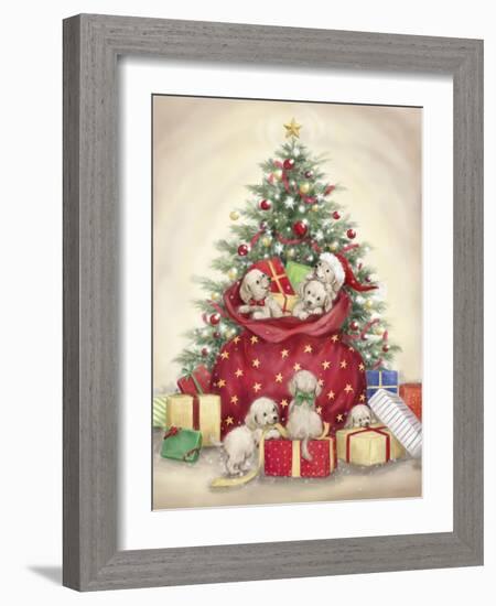 Christmas Puppies-MAKIKO-Framed Giclee Print