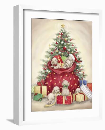 Christmas Puppies-MAKIKO-Framed Giclee Print