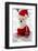 Christmas Puppy, Winter - Portrait of Maltese Puppy in Santa Hat Sitting in Snow-Gorilla-Framed Photographic Print