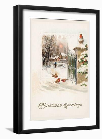 Christmas Robins-null-Framed Art Print