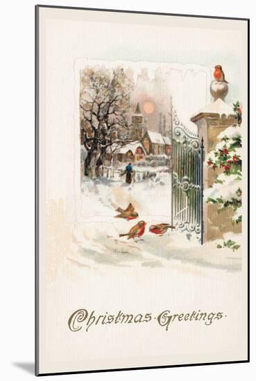 Christmas Robins-null-Mounted Art Print