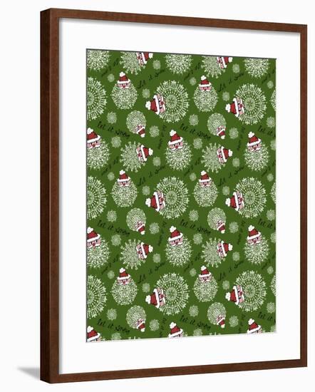 Christmas Santa Snowflakes Repeat-Cyndi Lou-Framed Giclee Print