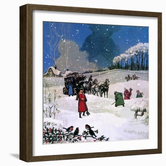 Christmas Scene-English School-Framed Giclee Print