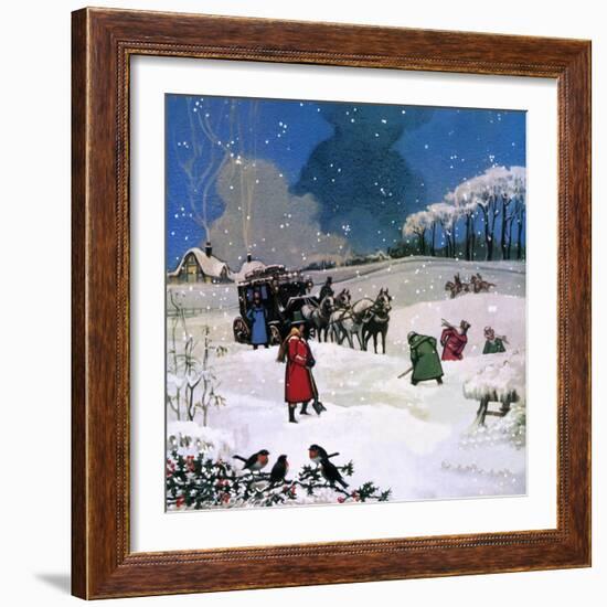 Christmas Scene-English School-Framed Giclee Print