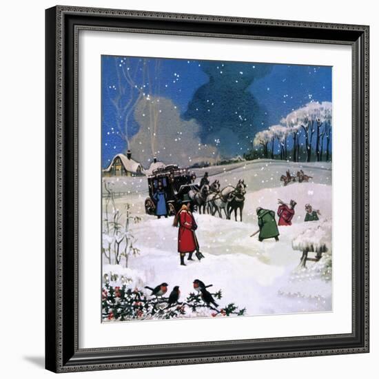 Christmas Scene-English School-Framed Giclee Print