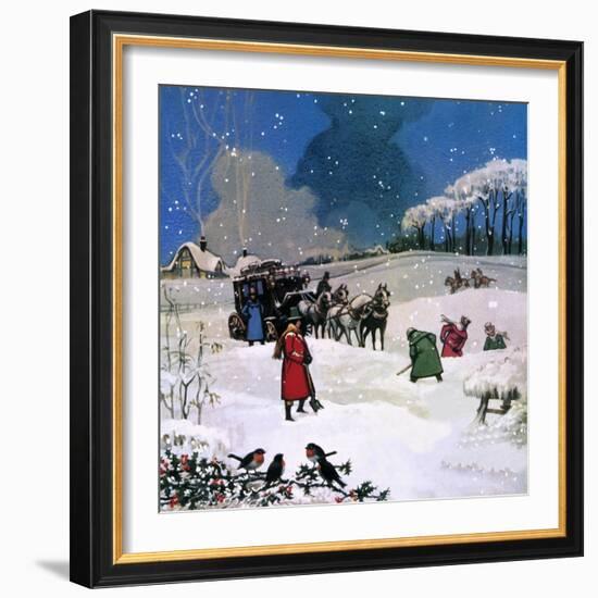 Christmas Scene-English School-Framed Giclee Print