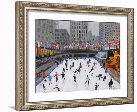 Christmas Skating, Rockerfeller Ice Rink, New York, 2017-Andrew Macara-Framed Giclee Print