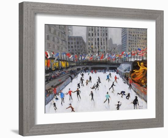 Christmas Skating, Rockerfeller Ice Rink, New York, 2017-Andrew Macara-Framed Giclee Print