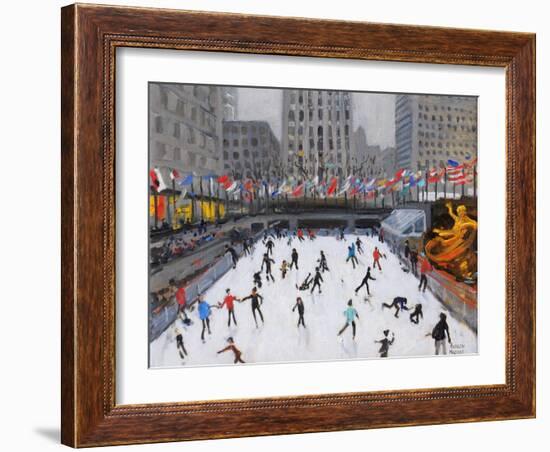 Christmas Skating, Rockerfeller Ice Rink, New York, 2017-Andrew Macara-Framed Giclee Print