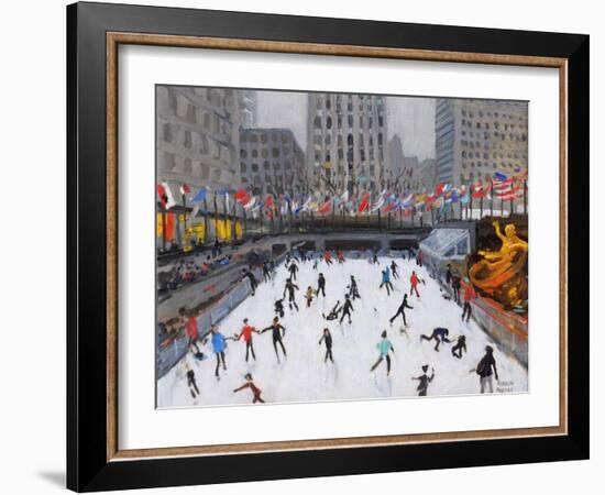 Christmas Skating, Rockerfeller Ice Rink, New York, 2017-Andrew Macara-Framed Giclee Print