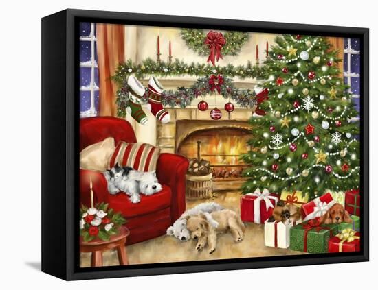 Christmas Sleeping Pupies-MAKIKO-Framed Premier Image Canvas