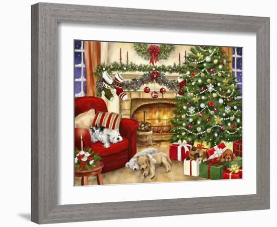 Christmas Sleeping Pupies-MAKIKO-Framed Giclee Print