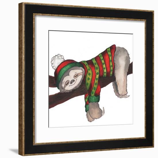 Christmas Sloth III-Elizabeth Medley-Framed Art Print