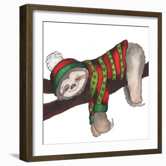 Christmas Sloth III-Elizabeth Medley-Framed Art Print