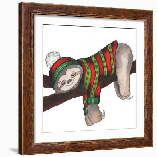 Christmas Sloth III-Elizabeth Medley-Framed Art Print